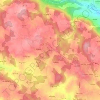 Topografische kaart Fetan Ver, hoogte, reliëf