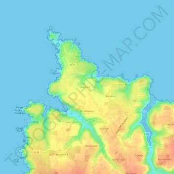 Topografische kaart Deuborh, hoogte, reliëf
