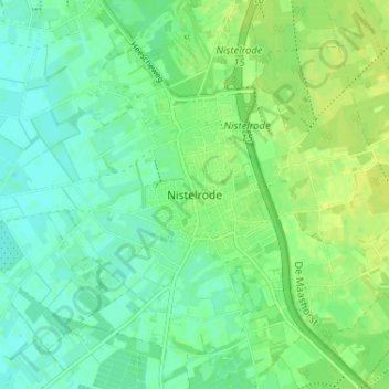 Topografische kaart Nistelrode, hoogte, reliëf