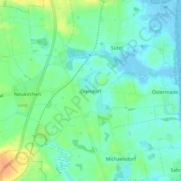 Topografische kaart Ölendorf, hoogte, reliëf