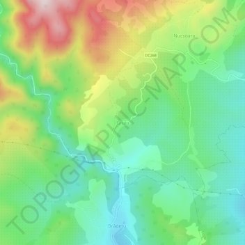 Topografische kaart Gruiu, hoogte, reliëf