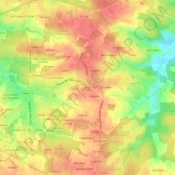 Topografische kaart Lacroix, hoogte, reliëf