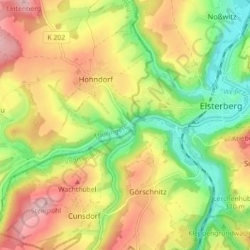 Topografische kaart Landesgrenze, hoogte, reliëf