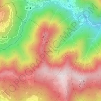 Topografische kaart Timone, hoogte, reliëf