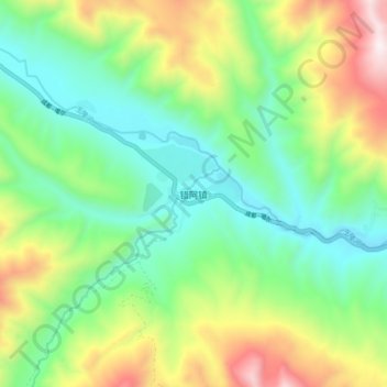 Topografische kaart 错阿镇, hoogte, reliëf