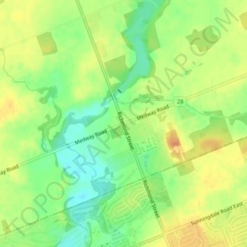 Topografische kaart Arva, hoogte, reliëf