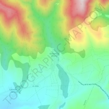 Topografische kaart Quintana de Fuseros, hoogte, reliëf