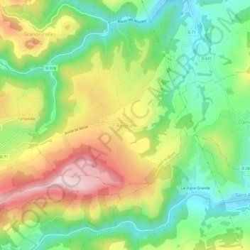Topografische kaart Reignat, hoogte, reliëf