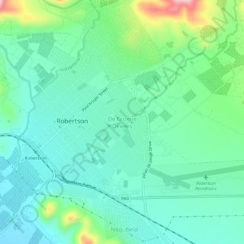 Topografische kaart De Groene Oewers, hoogte, reliëf