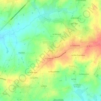 Topografische kaart La Loge, hoogte, reliëf