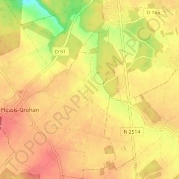 Topografische kaart Les Ervolus, hoogte, reliëf