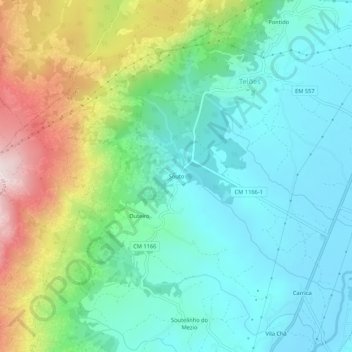 Topografische kaart Souto, hoogte, reliëf