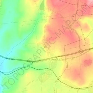 Topografische kaart Lweibde, hoogte, reliëf