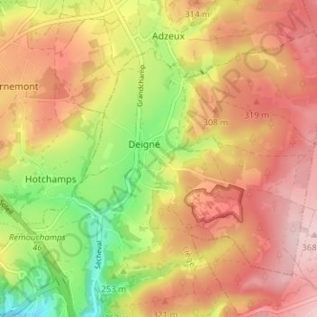 Topografische kaart Straou, hoogte, reliëf