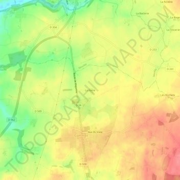 Topografische kaart La Barre, hoogte, reliëf