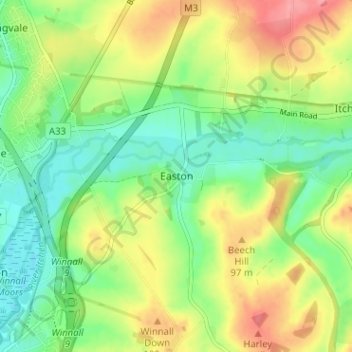 Topografische kaart Easton, hoogte, reliëf