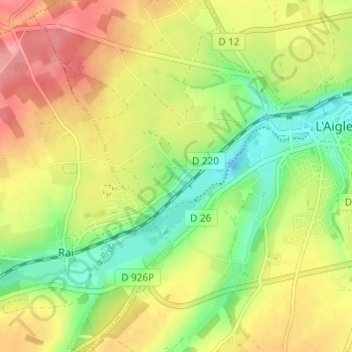 Topografische kaart Les Vautioux, hoogte, reliëf