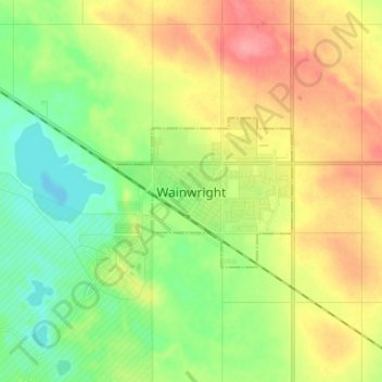 Topografische kaart Wainwright, hoogte, reliëf
