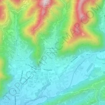 Topografische kaart Borgo Capretta, hoogte, reliëf