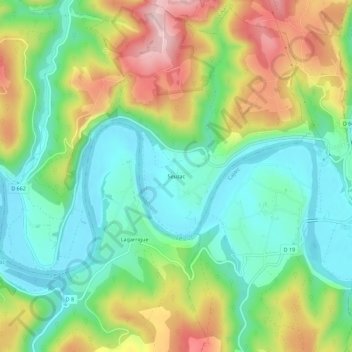 Topografische kaart Seuzac, hoogte, reliëf