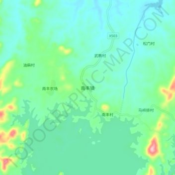 Topografische kaart 南丰镇, hoogte, reliëf
