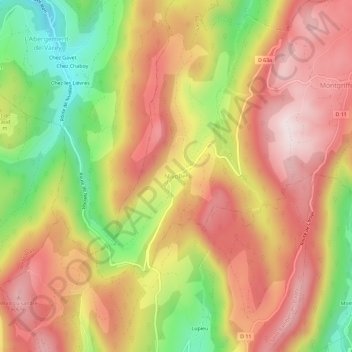 Topografische kaart Nivollet, hoogte, reliëf