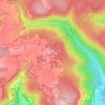Topografische kaart Lindersberg, hoogte, reliëf