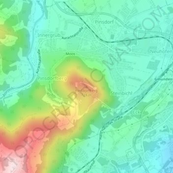 Topografische kaart Pinsdorfberg, hoogte, reliëf