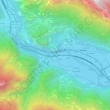 Topografische kaart Lafait, hoogte, reliëf