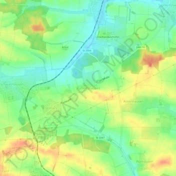 Topografische kaart Rumeltshausen, hoogte, reliëf