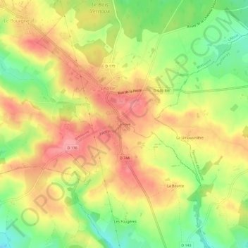 Topografische kaart La Foye, hoogte, reliëf
