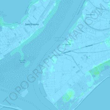 Topografische kaart Punta Sabbioni, hoogte, reliëf