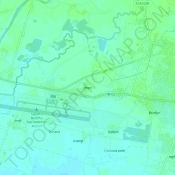 Topografische kaart Dogahara, hoogte, reliëf