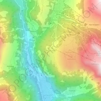 Topografische kaart Motta di Sotto, hoogte, reliëf
