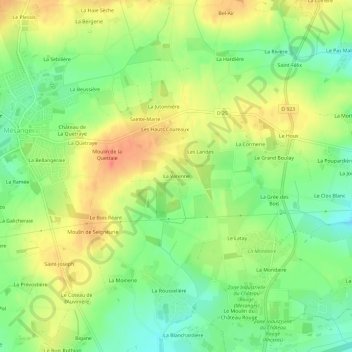 Topografische kaart La Varenne, hoogte, reliëf