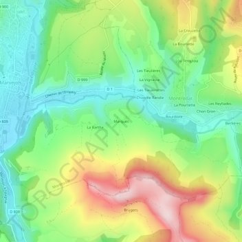 Topografische kaart Marquès, hoogte, reliëf