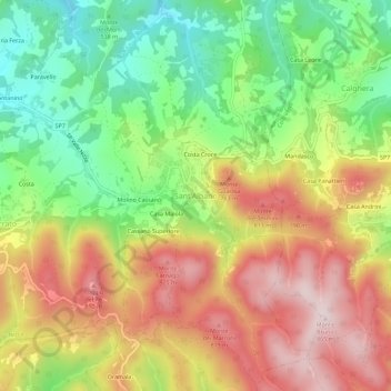 Topografische kaart Sant'Albano, hoogte, reliëf