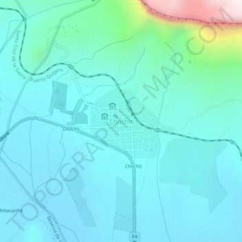 Topografische kaart Chochís, hoogte, reliëf