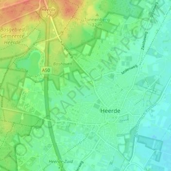 Topografische kaart Kolthoorn, hoogte, reliëf