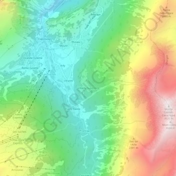 Topografische kaart Villarey Superiore, hoogte, reliëf