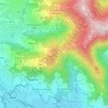 Topografische kaart Maresana, hoogte, reliëf
