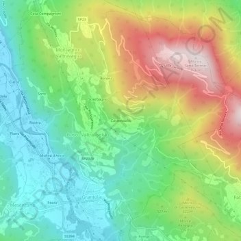 Topografische kaart Castendallo, hoogte, reliëf