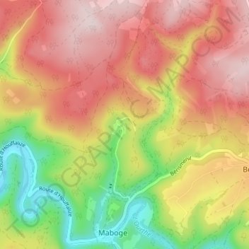 Topografische kaart Borzée, hoogte, reliëf