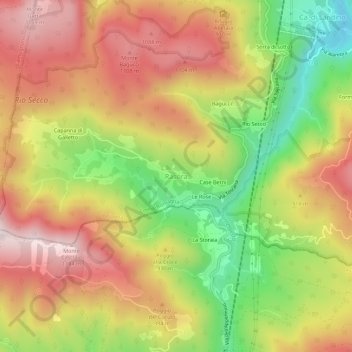 Topografische kaart Rasora, hoogte, reliëf
