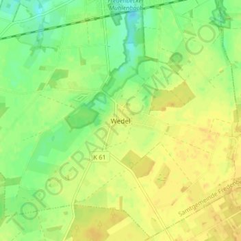 Topografische kaart Wedel, hoogte, reliëf