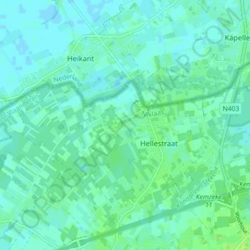 Topografische kaart Kemel, hoogte, reliëf