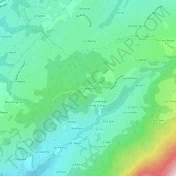 Topografische kaart La Sapinière, hoogte, reliëf