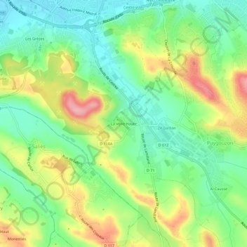 Topografische kaart La Vène, hoogte, reliëf