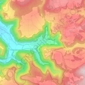 Topografische kaart Gutenberg, hoogte, reliëf