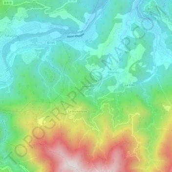 Topografische kaart Canadells, hoogte, reliëf